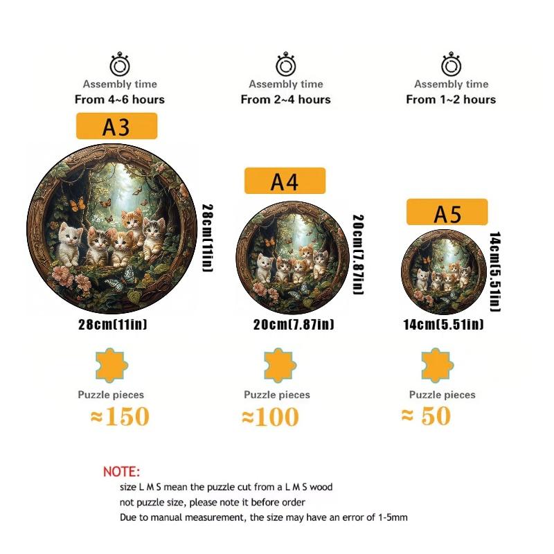 Spring Cat - Wooden Puzzle Ideal For Advanced Players - Creativity Multiple Special Shapes Creativity Gifts Ideal For Boys and Girls