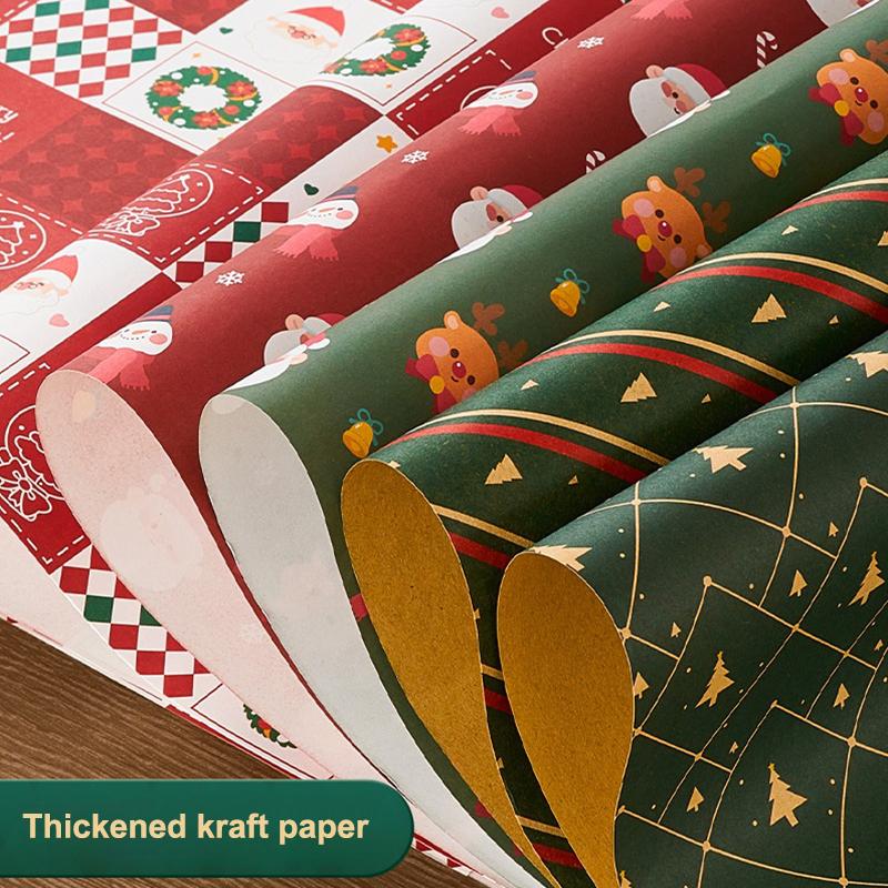 5 Blatt 70*50Cm Weihnachtspapier Niedlicher Hirsch Weihnachtsmannkraft Geschenkverpackungspapier Für Geschenke Handgemachte Geschenke Verpackung