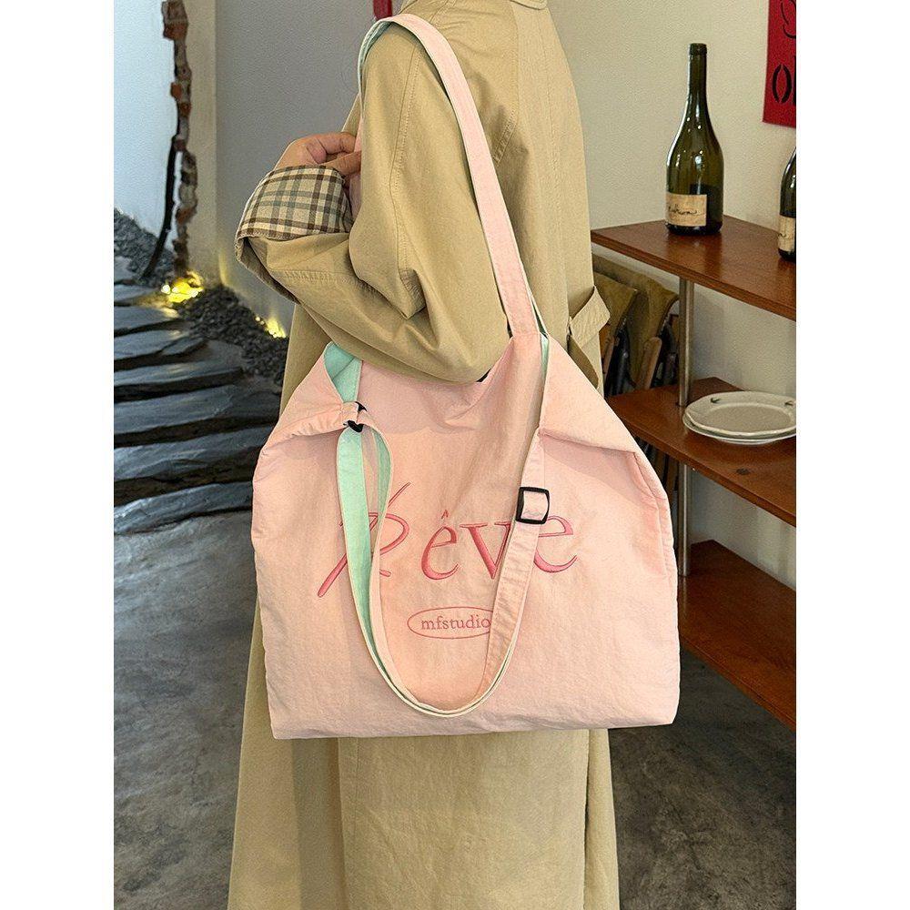

Double-sided Single-shoulder Crossbody Bag for Students Commuting To and From School, Tote Bag розовый