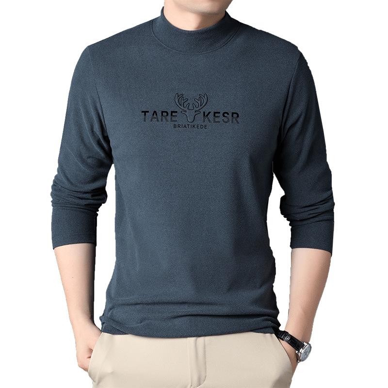 Autunno e Inverno Nuova Maglia a Maniche Lunghe da Uomo Dolcevita Sottile e Largo T-shirt Casual Maglione da Uomo
