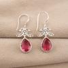 Pink Tourmaline Gemstone 925 Sterling Silver Dangle Earrings For Women 1.84" CE-27-2