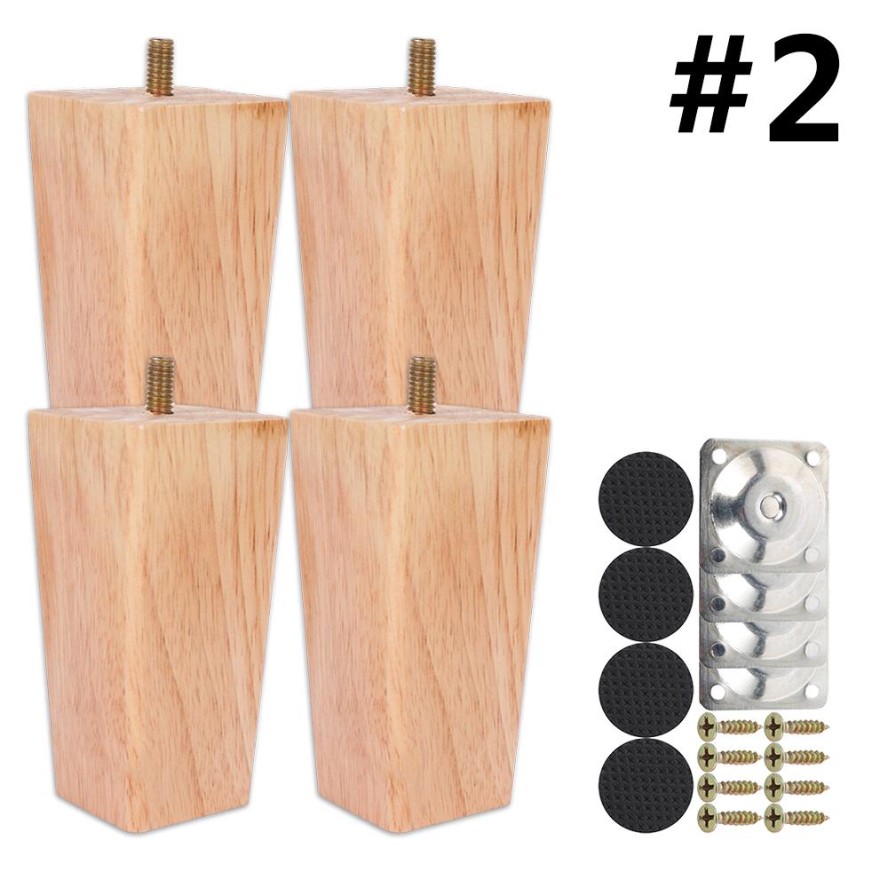 4Pcs Solid Wood Furniture Legs 6/15/10cm Wooden Sofa Legs Couch Bed Cabinet Table Chair Replacement Feet Square Foot Accessories
