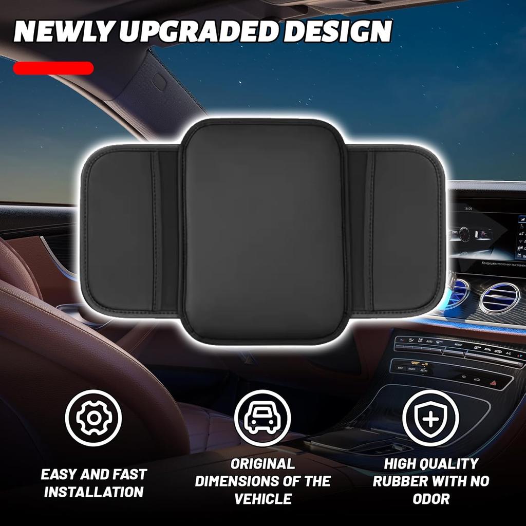 Car Center Console Cover, Leather Comfort Armrest Cover With 2 Storage Bag, Interior Car Accessories Universal Car Arm Rest Cover Pad For Car