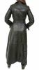 Belted Lambskin Real Leather New Women's Long Overcoat Button Trench Coat Black
