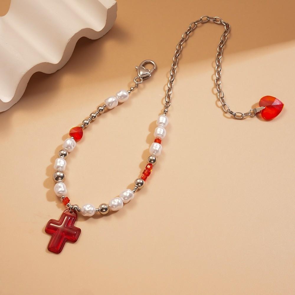 Jewelry Cross Necklace Rhinestone Cross Pendant Streetwear Cross Choker Chain Women Gifts