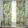 Cactus Plant Flower Watercolor Painting Tulle Curtains For Bedroom Modern Voile Curtains Home Decoration Window Curtains