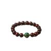 Women's Small-Leaf Rosewood Bracelet with Mother-of-Pearl Bead, Wenwan Buddhist Calming Ornament, Unisex.