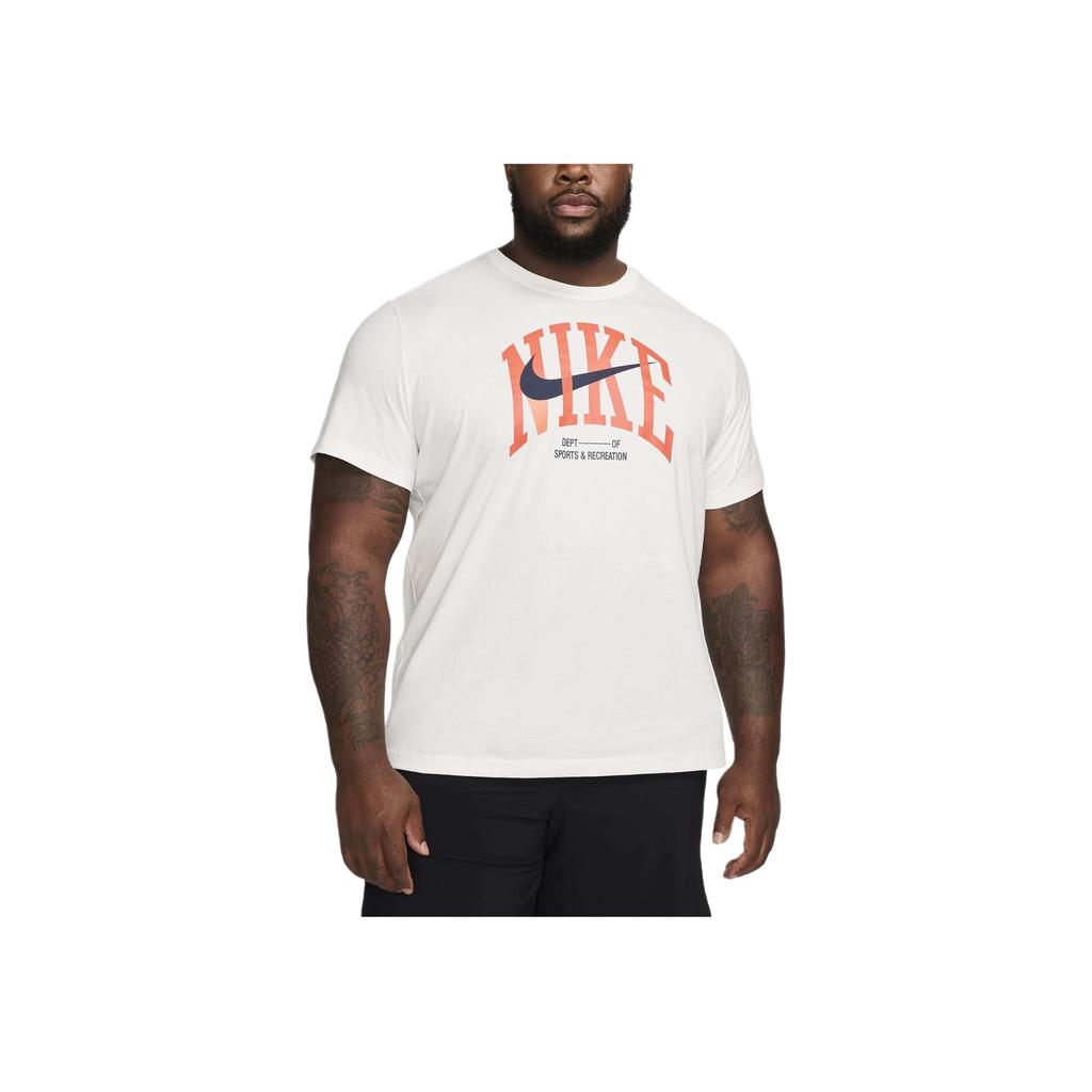 Nike Logo Letter Print Pattern Round Neck Fitness Short Sleeve T-Shirt Men T-Shirts Peak-White FZ8048-121