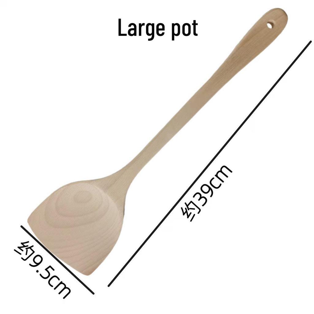 Unpainted Beech Wood Non-stick Spatula and Ladle Set - Modern Simple Wooden Cooking Utensils