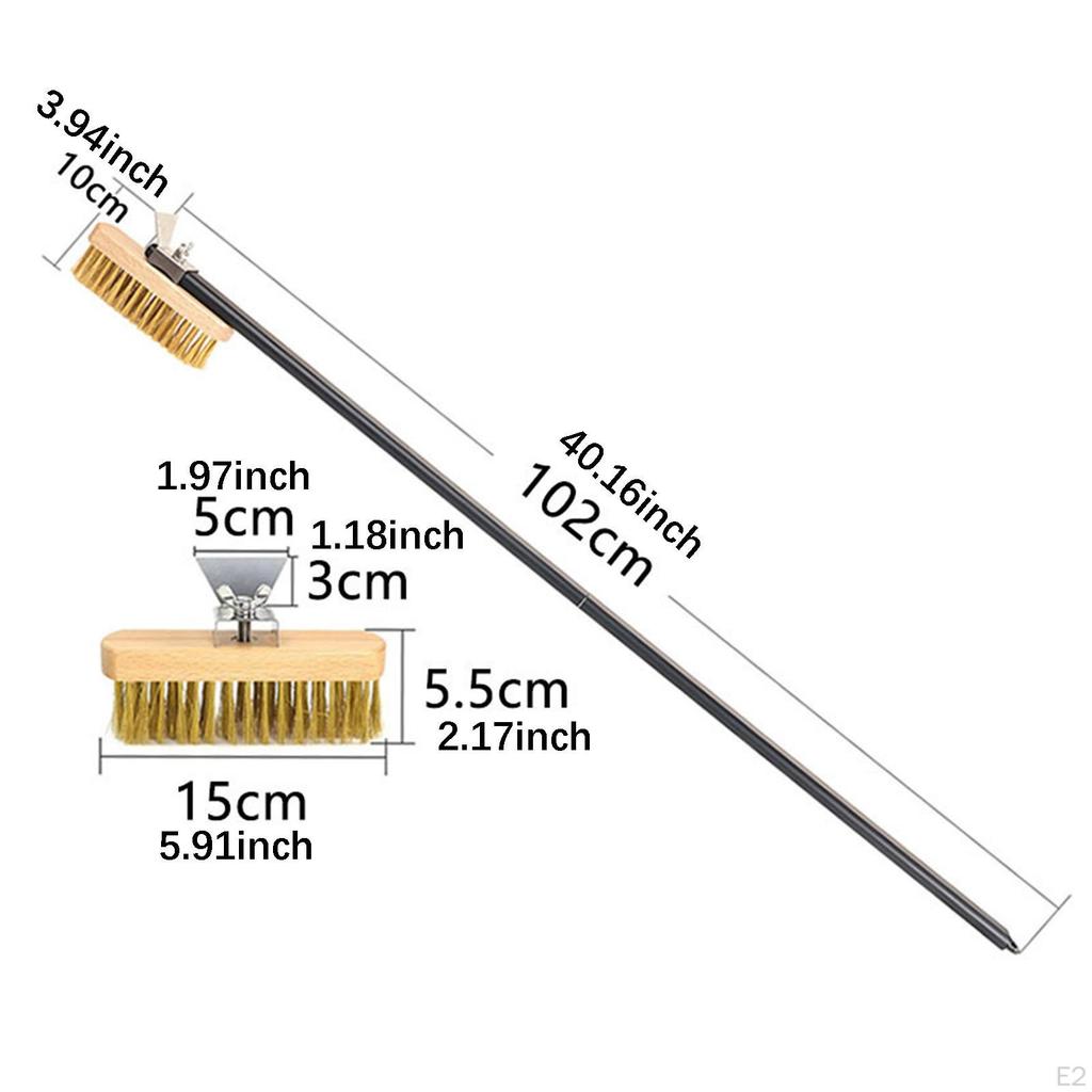 Pizza Oven Brush 102cm Long Handle Copper Wire Detachable Efficient Cleaning Stone for