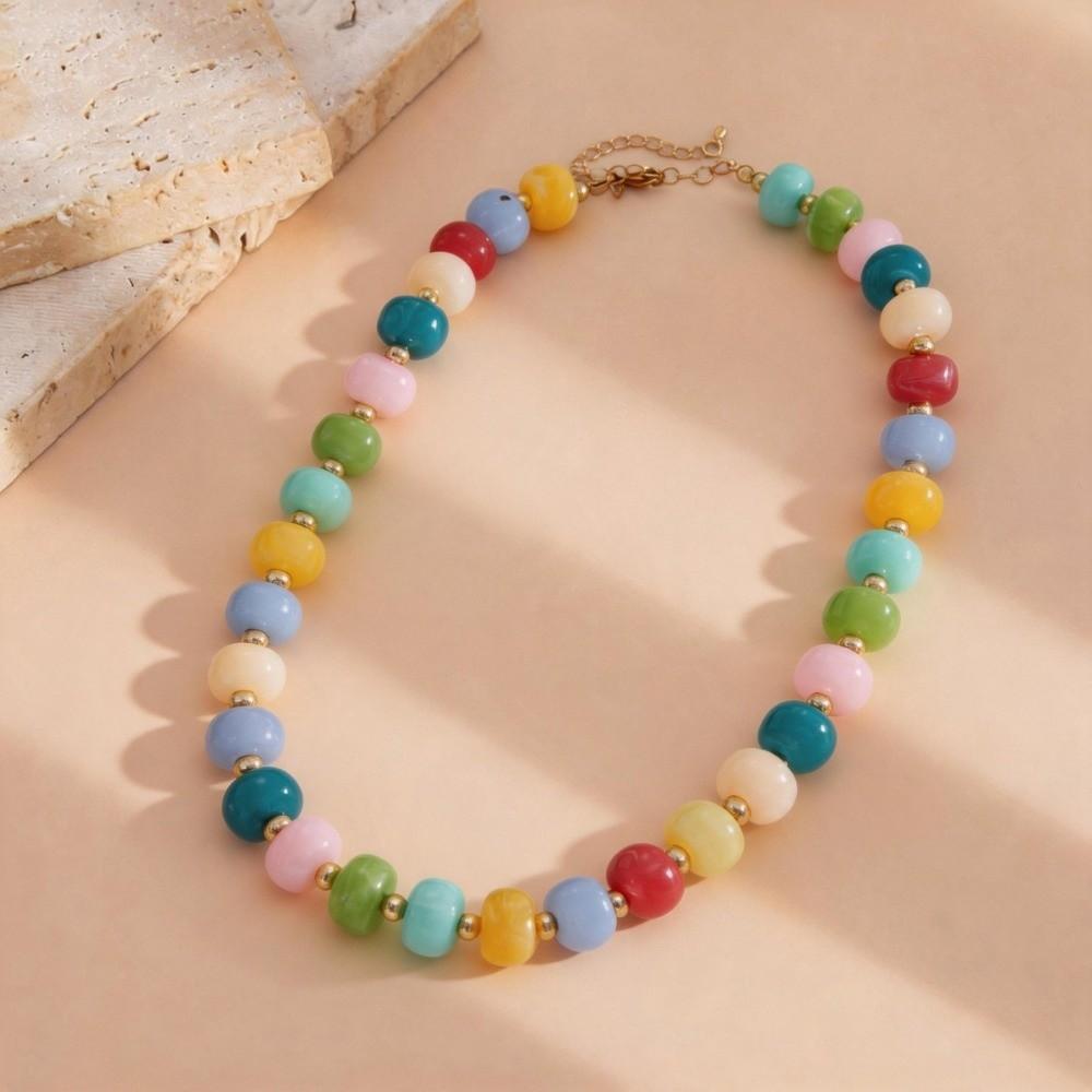 Irregular Bead Beaded Choker Acrylic Material Clavicle Chain Trendy Necklace For Women