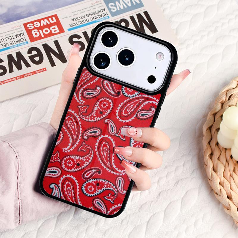 Red Bandana Paisley Phone Case For IPhone 17 16e 15 14 13 12 11 Pro Max Air Mini Soft Protective Cover