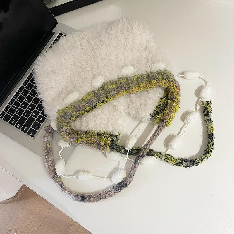 Autumn and Winter Cute Bear Plush Knitted Hat Children Colored Strap Ear Protector Hat Shows Small Face