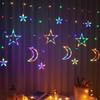 Funkelnder Stern Mond Lichtervorhang - Lichterkettennetz für Schlafzimmer & Kreative Dekoration