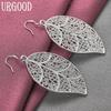 925 Sterling Silver Leaf Pendant Pierced Earrings Wedding Jewelry
