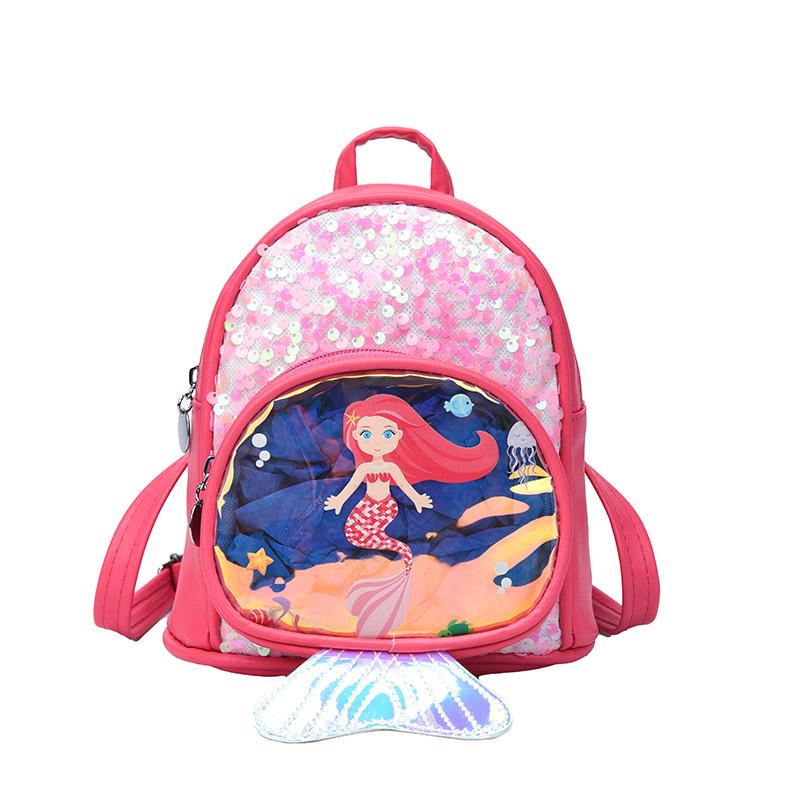 Glitter Mermaid With Small Tail Childrens Backpack Adjustable Shoulder Straps