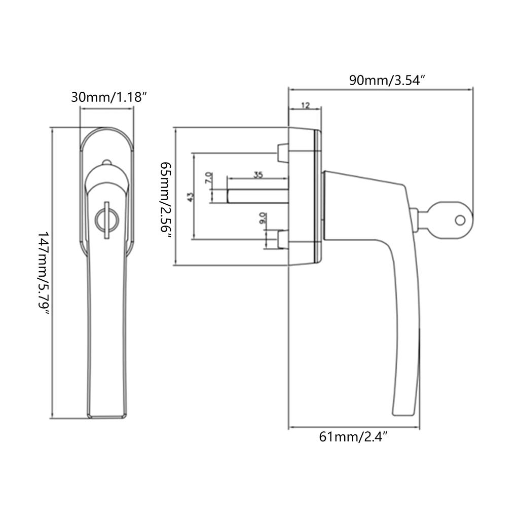 Secure Lockable Window Handle with Key & Screws Reliable Window Handle Set Key Locking Mechanism Simple Installation