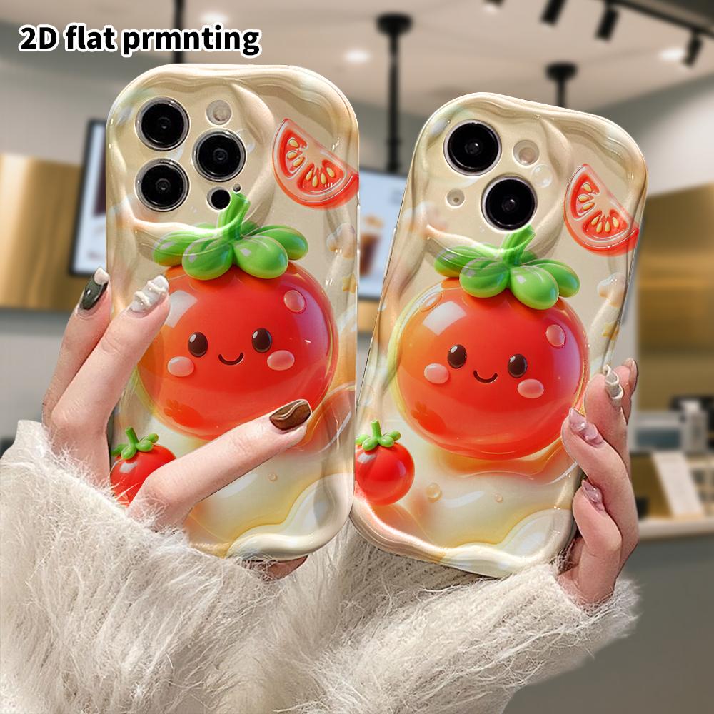 Phone Case: 2D flat design suitable for iPhone 18 17 16 15 14 13 Pro protective case, cute little tomato, perfect Christmas and Halloween holiday gift