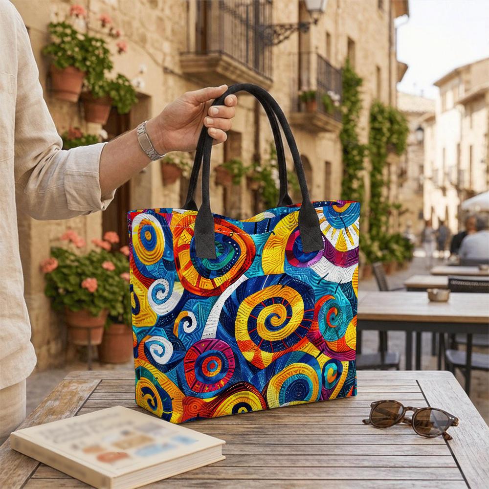 Colorful Spiral Pattern Tote Bag Casual Daily Large Capacity Shoulder Handbag