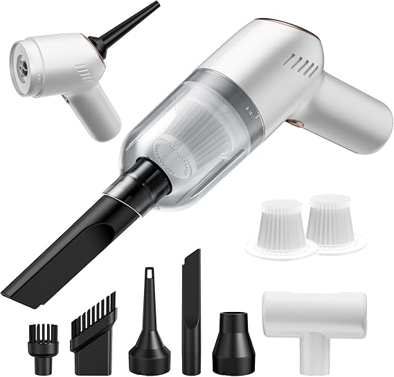 APPS2Car Handheld Vacuum for Car, 9000PA Cordless Mini Vacuum & Air Duster, 3 in 1 Portable Vacuum Cleaner with 2 Washable HEPA