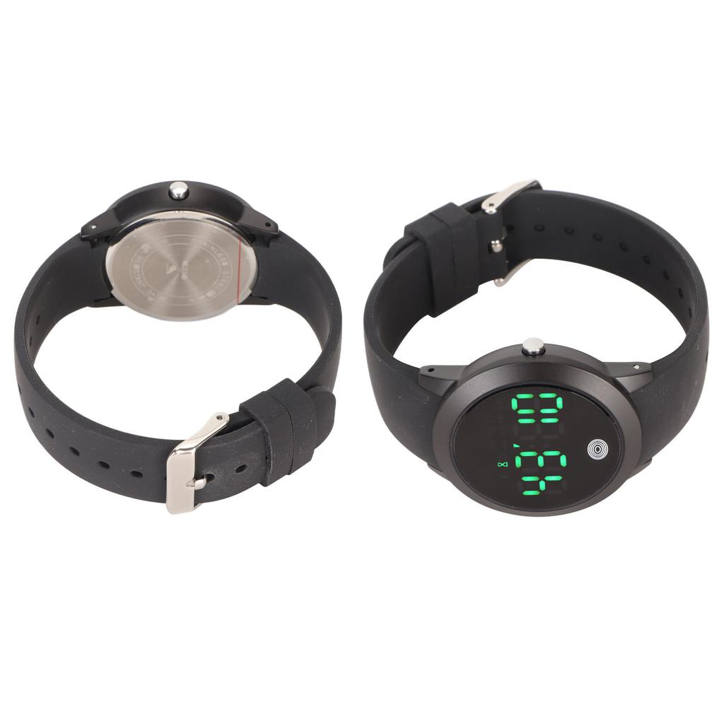 Digital Waterproof Watch Multifunctional Stylish Color Touch Screen Countdown Timer 12 24 Hours Sports Watch Black