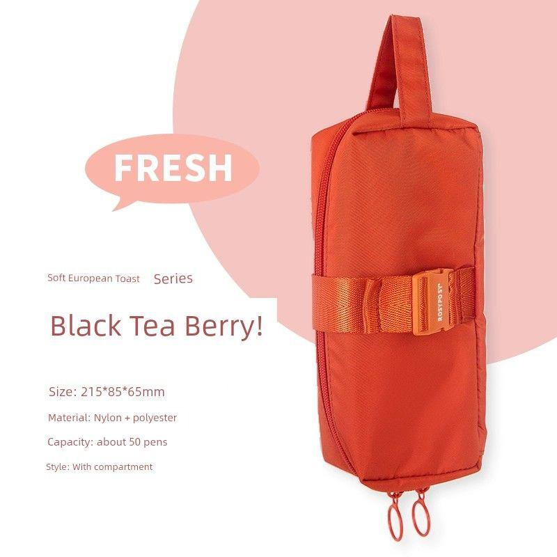 

Rosyposy Soft Set Large Capacity Pencil Case INS Japanese Style Good-looking Girl Stationery Case Minimalist Niche Style Multifunctional Black Tea Berry Berry