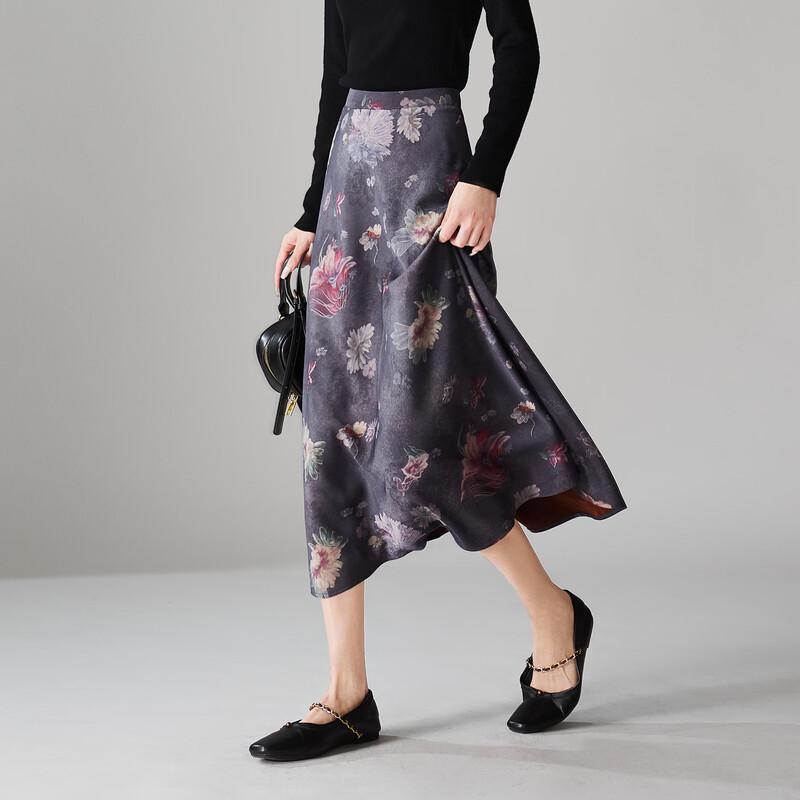 

SOFSIL 2026 Spring High-Waist Chinese Floral A-Line Midi Skirt 30/XXL