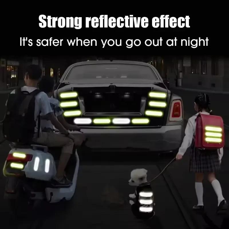 80-10PC Universal Safety Warning Reflective Stickers for Car Helmet Reflect All Light Sources Motorcycle Helmet Stickers for Car