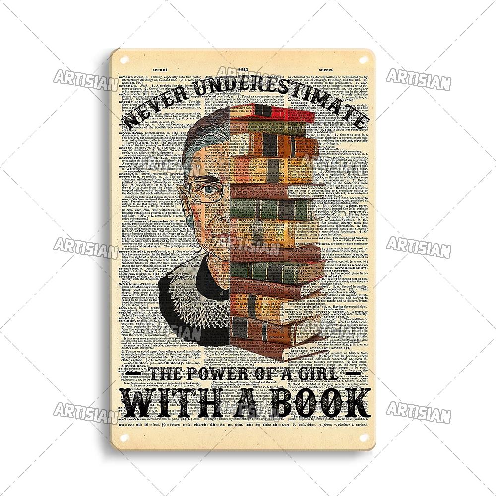 Artisian Girl Loves Books Metal Sign Reading Tin Poster Read Book Decorative Plate Wall Decor Garage Bar Pub Club Hotel Kitchen