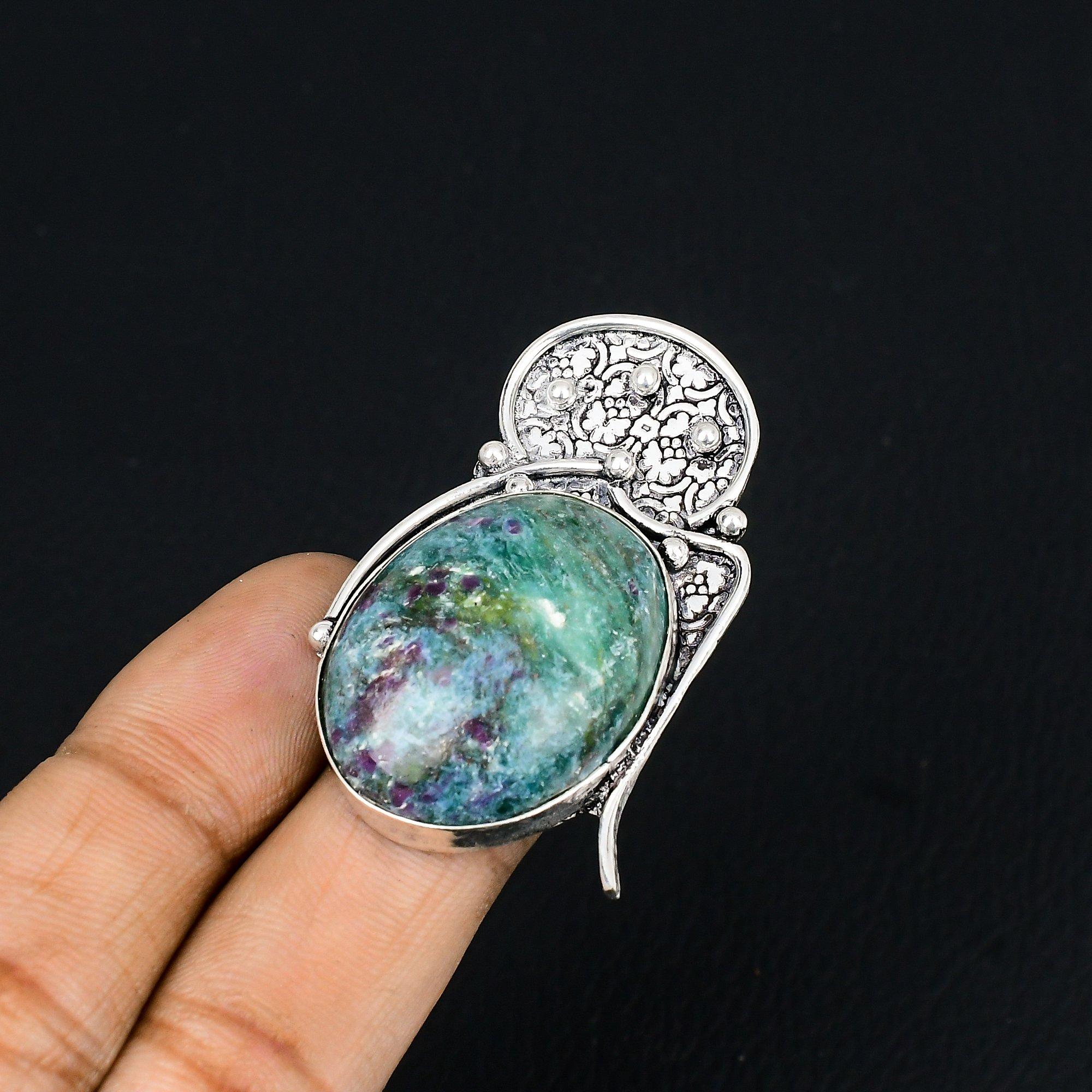 

Oval Ruby In Blue Kyanite Gemstone Sterling Silver Promise Stackable Ring US 6.5 6.5