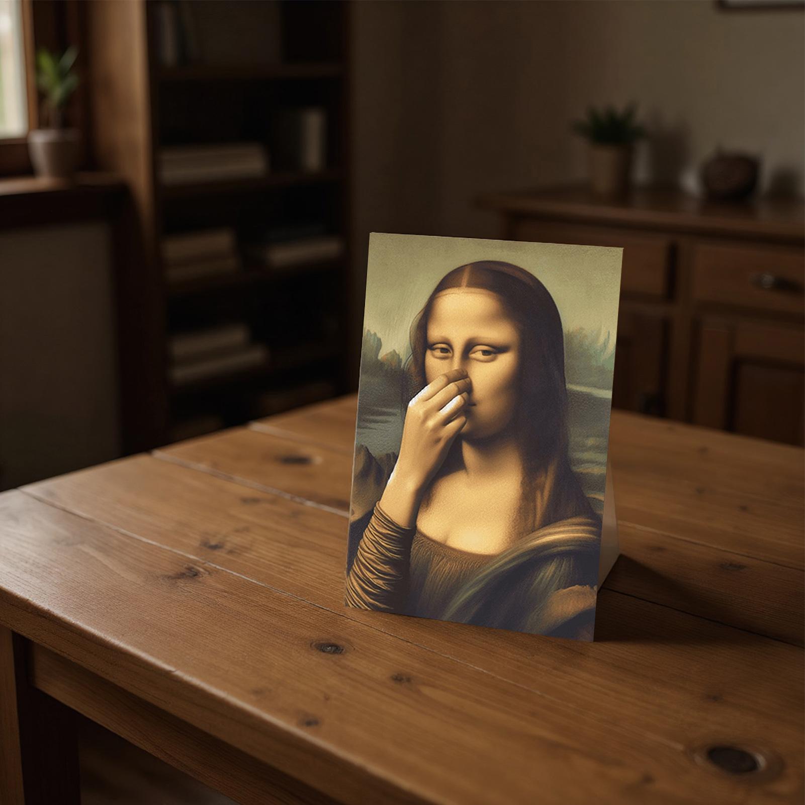 Mona Lisa bathroom art painting poster, Mona Lisa oil painting canvas wall mural, funny bathroom wall decoration poster 30x40cm