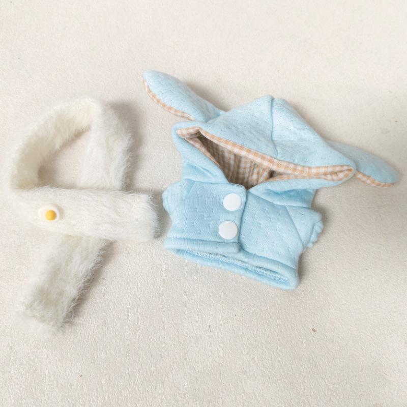 10CM Cotton Doll Outfit: Hooded Sweatshirt & Scarf Set