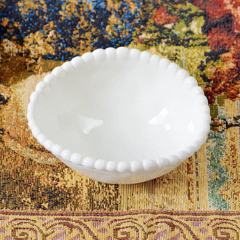 Elegant White Hand-Painted Ceramic Bowl - Small Dinner or Sauce Holder