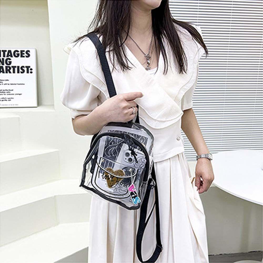 

PVC Fashion Jelly Bag Korean Style Transparent Backpack Casual Shopping Bags чёрный