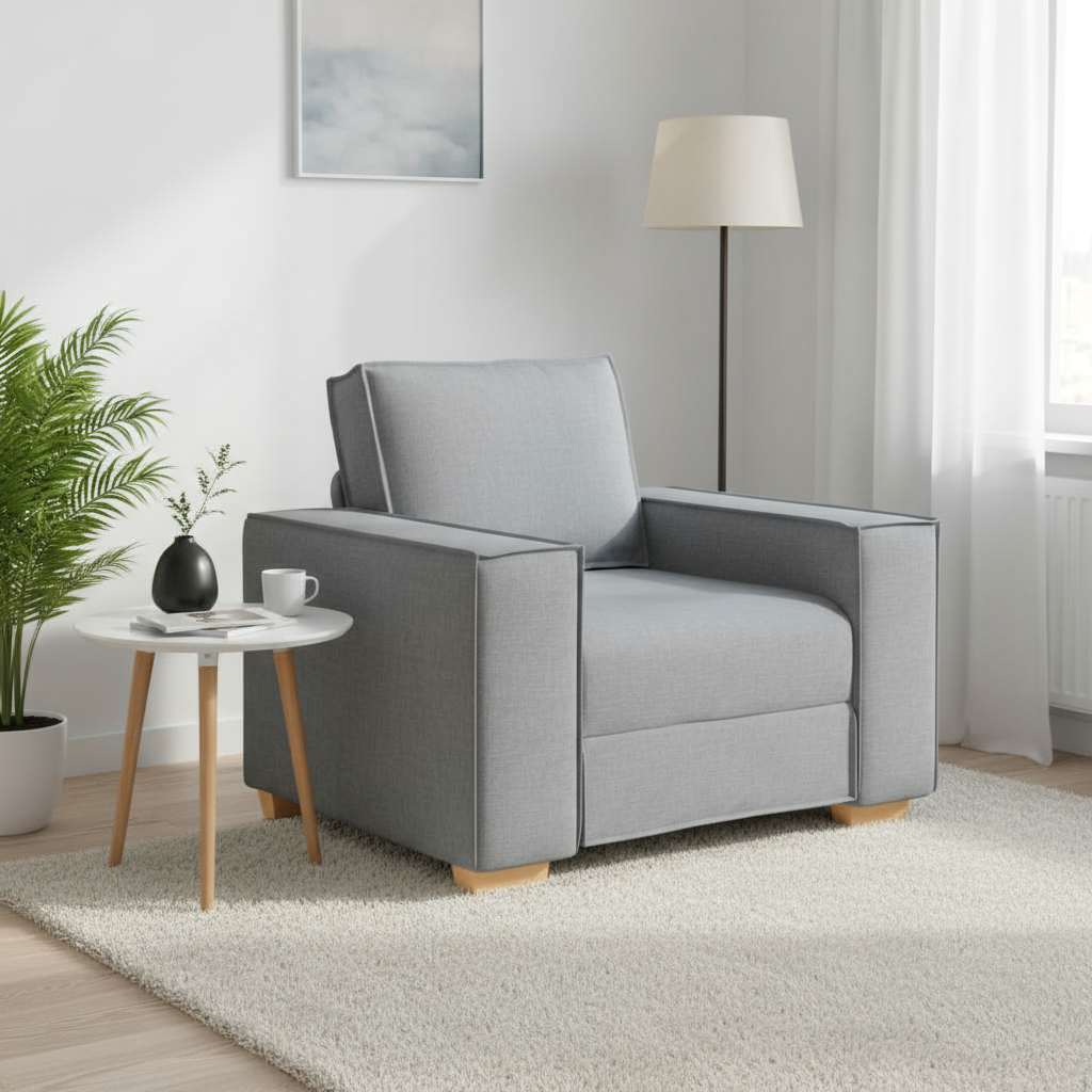 Sofa Chair Light Grey 60 Cm Fabric