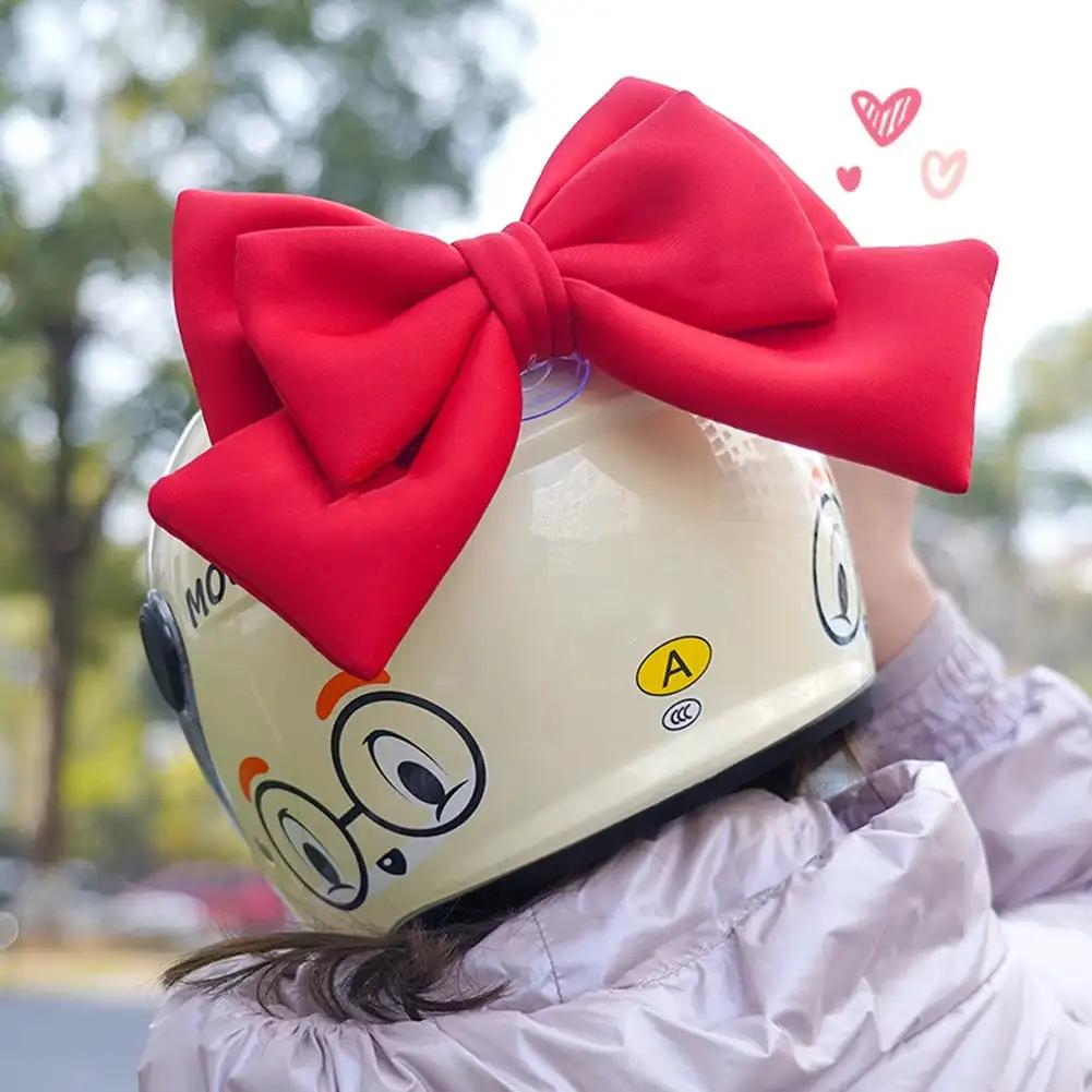 Cute Motorcycle Helmet Bow Decoration Electric Bike Helmet Body Bowknot Suction Cup Parts Decoration Accessories For Girl Women