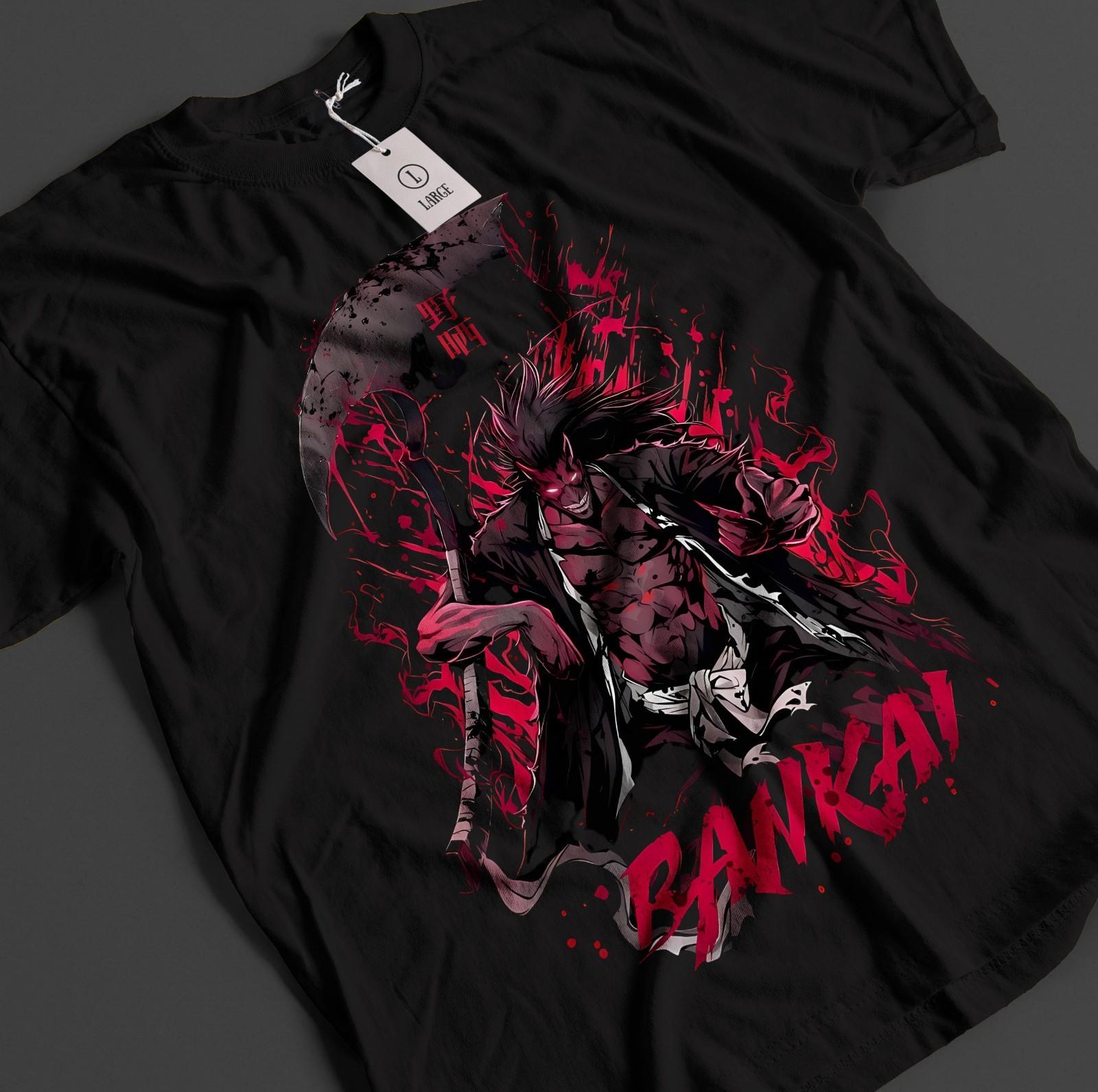 Bleach Anime Shirt Zaraki Kenpachi Tshirt Ichigo Bankai T-Shirt Mens Womens Tees Top Aizen Unisex Tee L