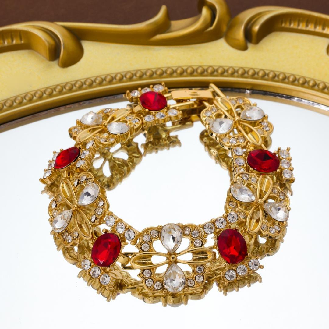 Medieval French Fashionable Palace Style Hollow Out Gemstone Earnail Necklace Vintage Feeling Light Luxury Private Order