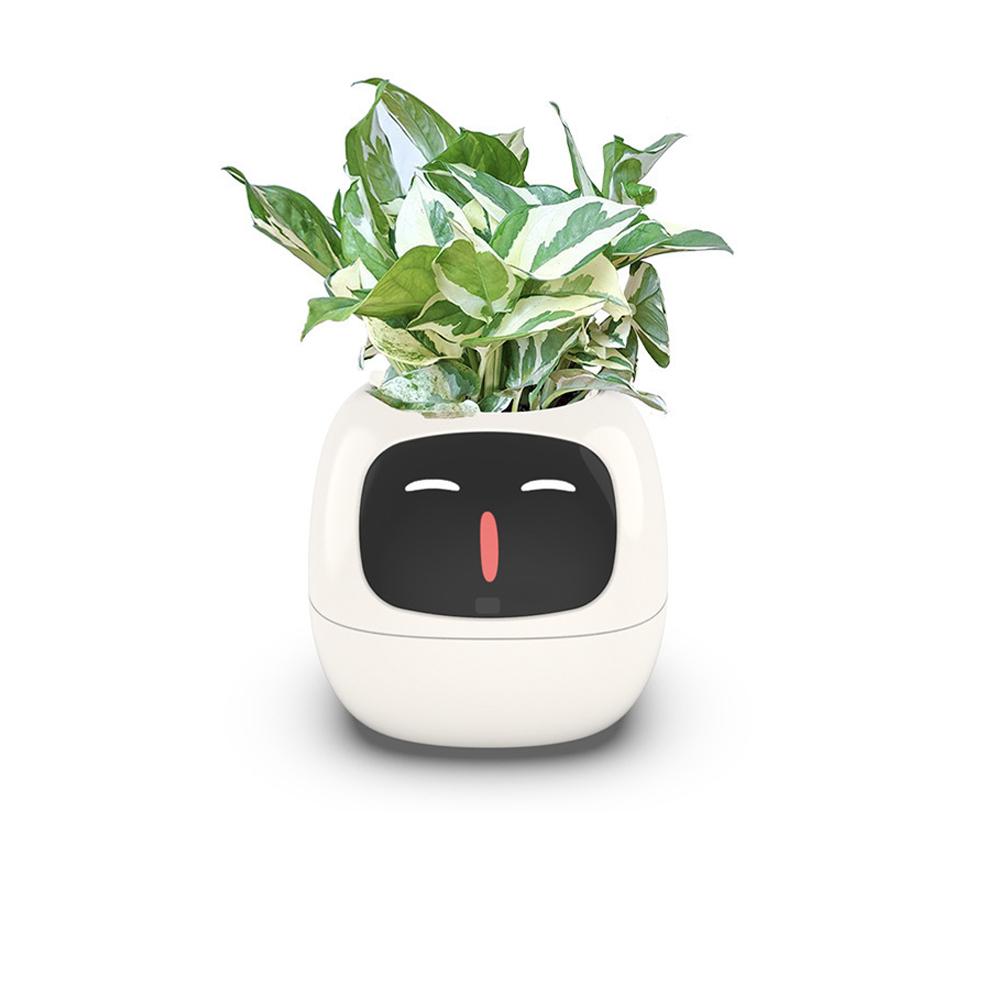 Tuya Smart Pet Planter Robot Adorable Plant Companion Smart Planter 7 Smart Sensors Time/Date/Luminance/Moisture Display Planter белый