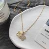 High-End Titanium Steel Clavicle Chain with Zircon Inlaid Four-Leaf Clover Pendant Necklace