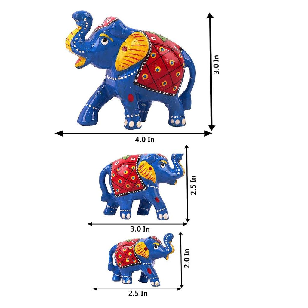 Paper Mache Elephant Showpiece for Enhance Home Decor - Blue Showpiece Gift Purpose Showpiece for Home Décor and Gift Purpose