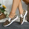 2024 Spring and Autumn Fashion Women's Shoes Color Blocked Flat Round Toe Suede Leopard Print Slip-On Women's Vulcanized Shoes
