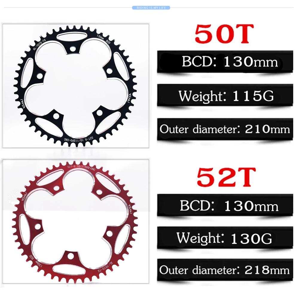 50T 52T 54T 56T 58T 60T Climbing Power Aluminum Zinc Zinc Alloy Crankset Chainwheel Chainring Plate 130BCD