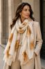 White Scarf with Caramel Spots and Gold Shimmer - Cotton and Viscose, 180x90