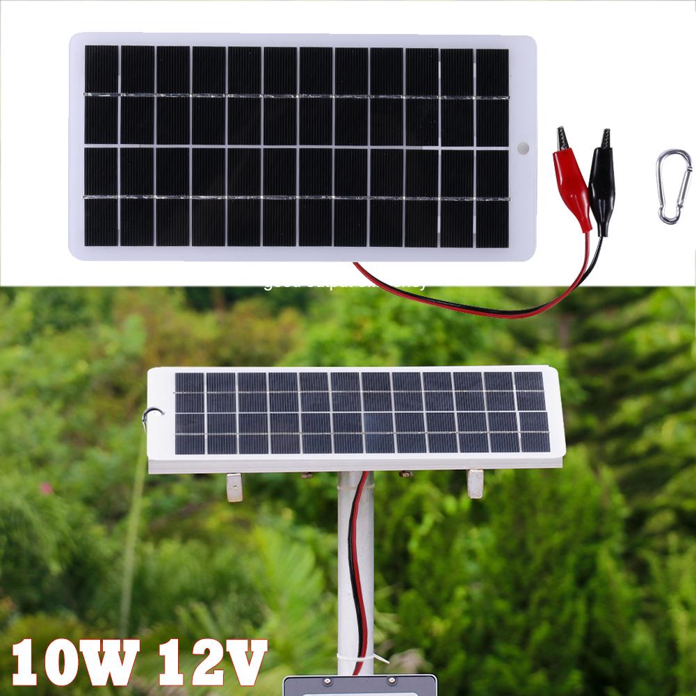 Waterproof Solar Panel 10W 12V Outdoor DIY Solar Cells Charger Polysilicon Epoxy Solar Panels for 9-12V Battery Charging Tool