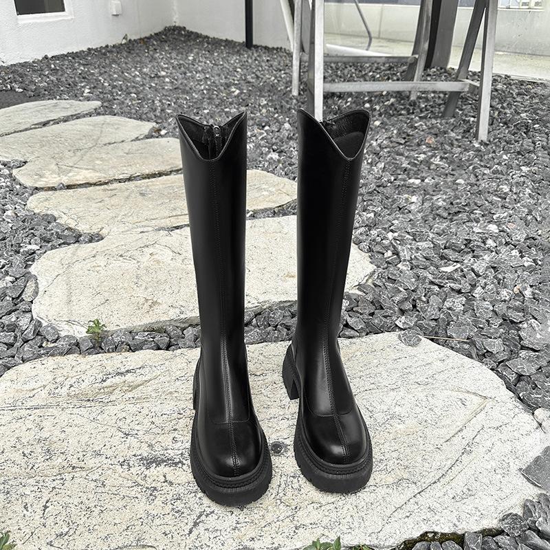 Off-white boots women's boots autumn and winter new tall boots small thick-soled thick-heeled knight boots