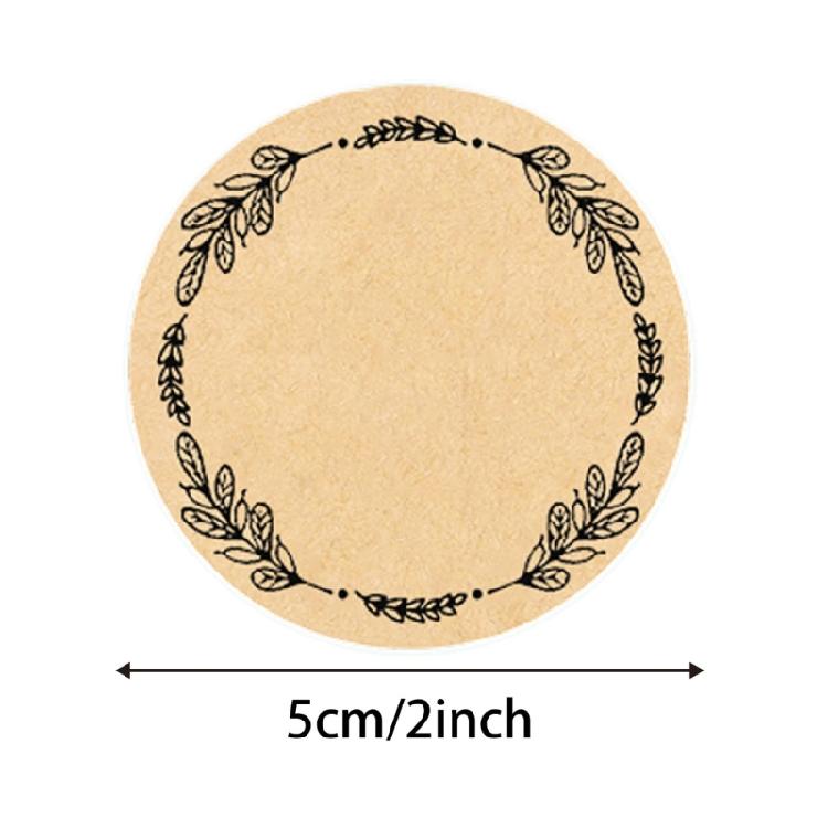 500Pieces Kraft Brown Sticker with Wreath Designs for Writing Shipping Labels and Organizing Canning Jar Kraft Labels