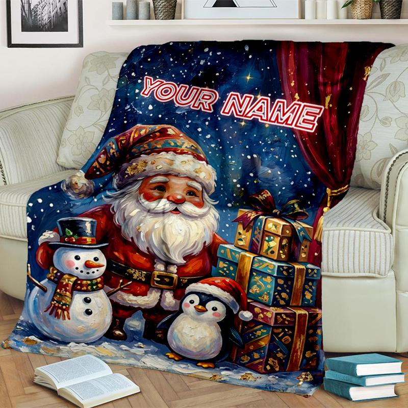 1PC Custom Name Christmas Magic Night blanket versatile,all-season throw suitable for the living room,bedroom,camping,travel,and gift