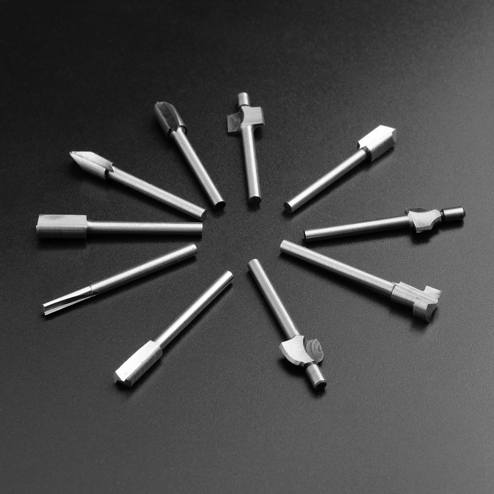 Convient pour Dremel Ensemble Rotatif Machine à Découper Électrique 10pcs 1/8" Fraise à Bois Polissage Fraise Machine à Graver
