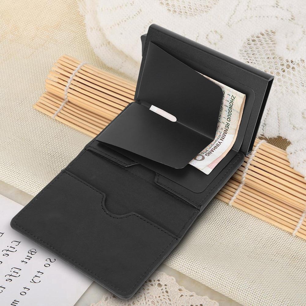 Fashion Portable Unisex PU Leather RFID Blocking Card Bag Holders Anti Theft Change Purse Wallet(Black )